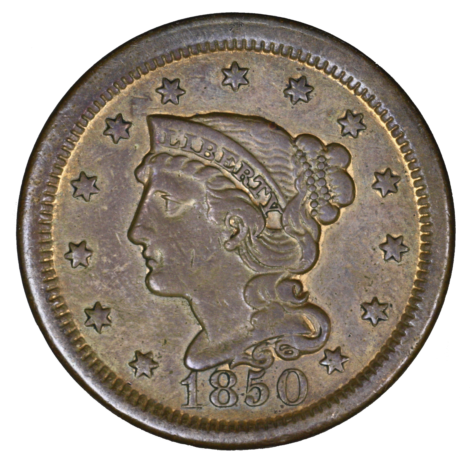 US 1850 Large Cent Old Light Cleaning  A3382