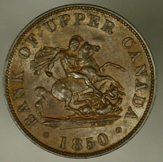 Upper Canada 1/2 Penny Token 1850  Brown UNC  A2233