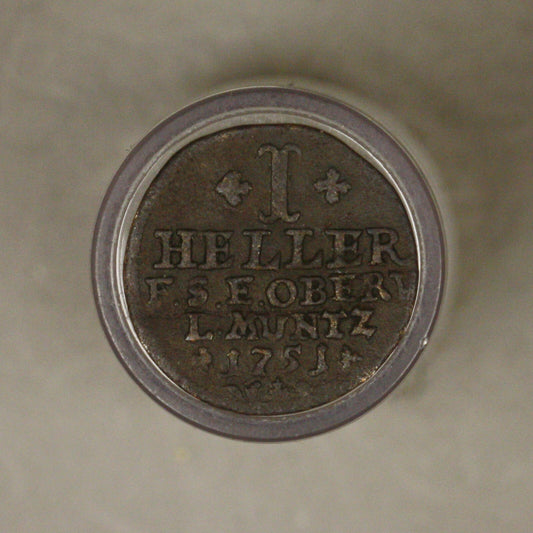 German State Saxe-Weimar Eisenach 1751 Heller VF