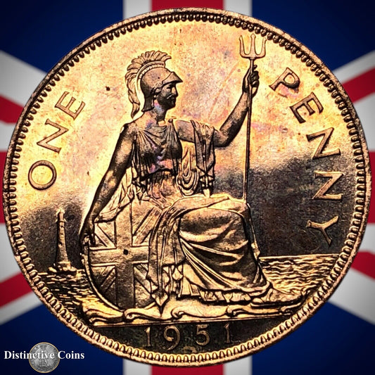 Great Britain 1951 Proof Penny 1d GB7349