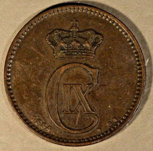 1884 Denmark 5 Ore Circulated