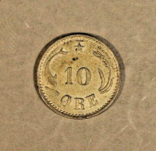 1899 CS Denmark 10 Ore Silver Choice Grade