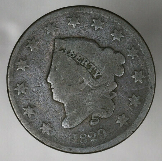 US 1829 Coronet Head Large Cent   A3128