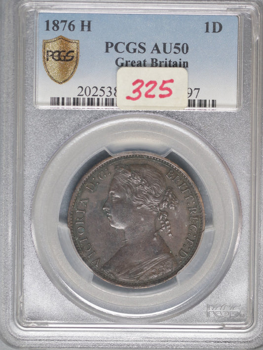 Great Britain 1876H Penny K-755 PCGS AU50