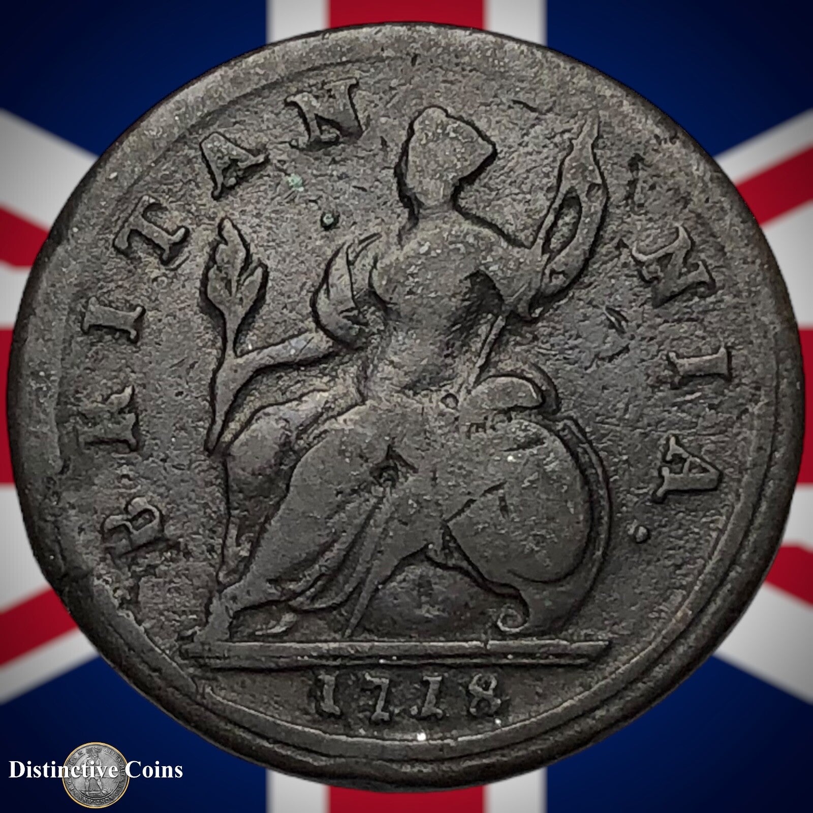 Great Britain 1718 Half Penny 1/2d GB5022