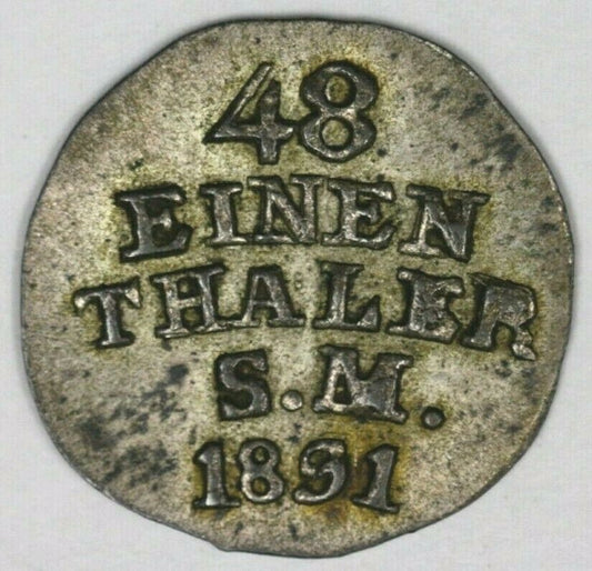 Saxe-Weimar-Eisenach 1831(Date Reads 1891) 1/48 Thaler AU   A2761