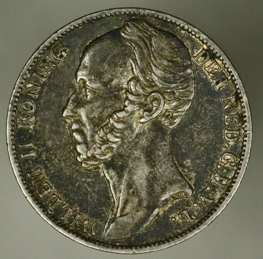 Netherlands Silver Gulden 1847  XF  dark toning   A2497