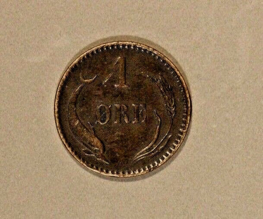 1879 Denmark 1 Ore Very Nice Details