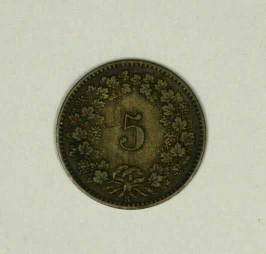 Switzerland 5 Rappen 1872-B  VF/XF   A960