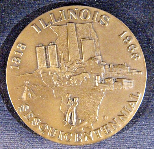 1968 Illinois Sesquicentennial Medallion Brass