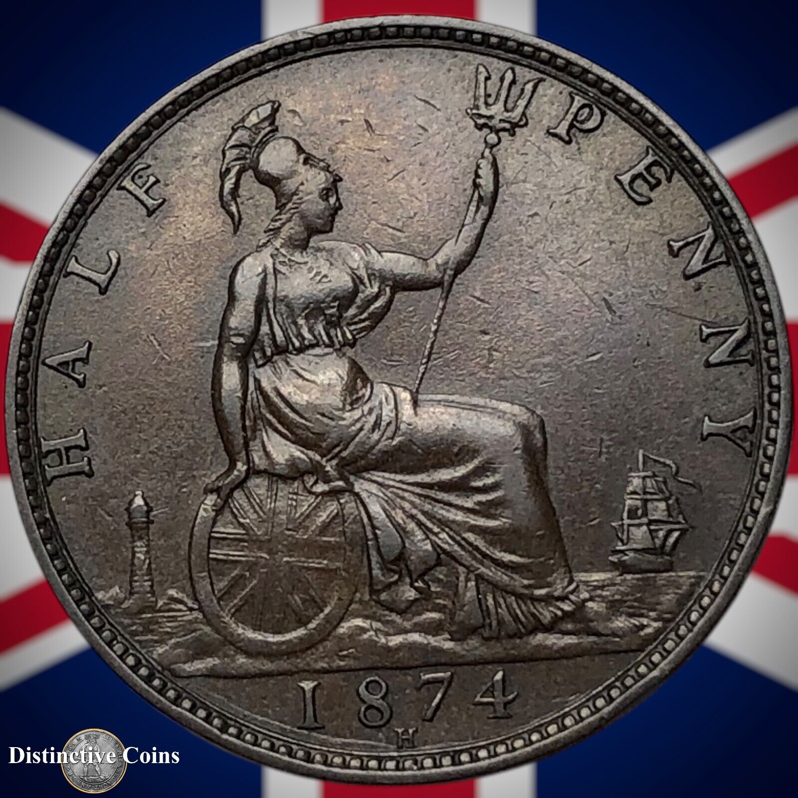 Great Britain 1874 H Half Penny 1/2d GB5513