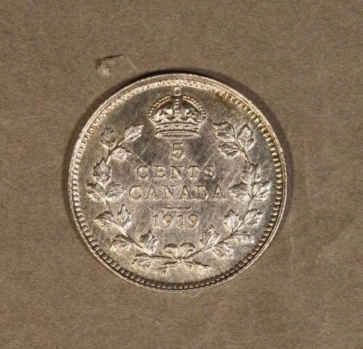 1919 Canada 5c Silver Detailed with Luster