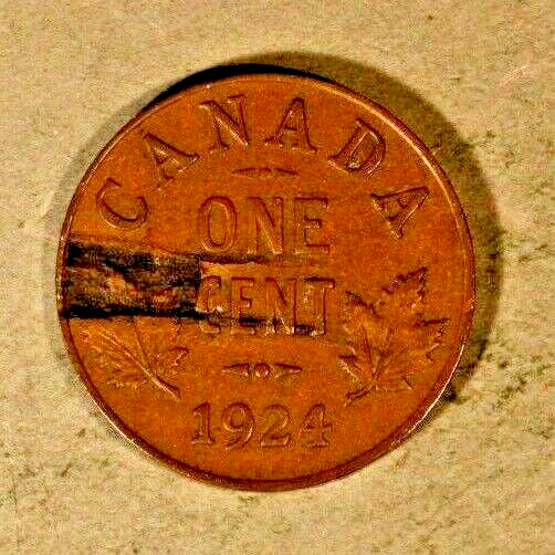 1924 Canada Small Cent Reverse Lamination Mint Error