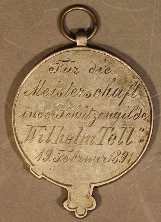Protection Guild Wilhelm Tell 1891 Medal Reverse Engraving