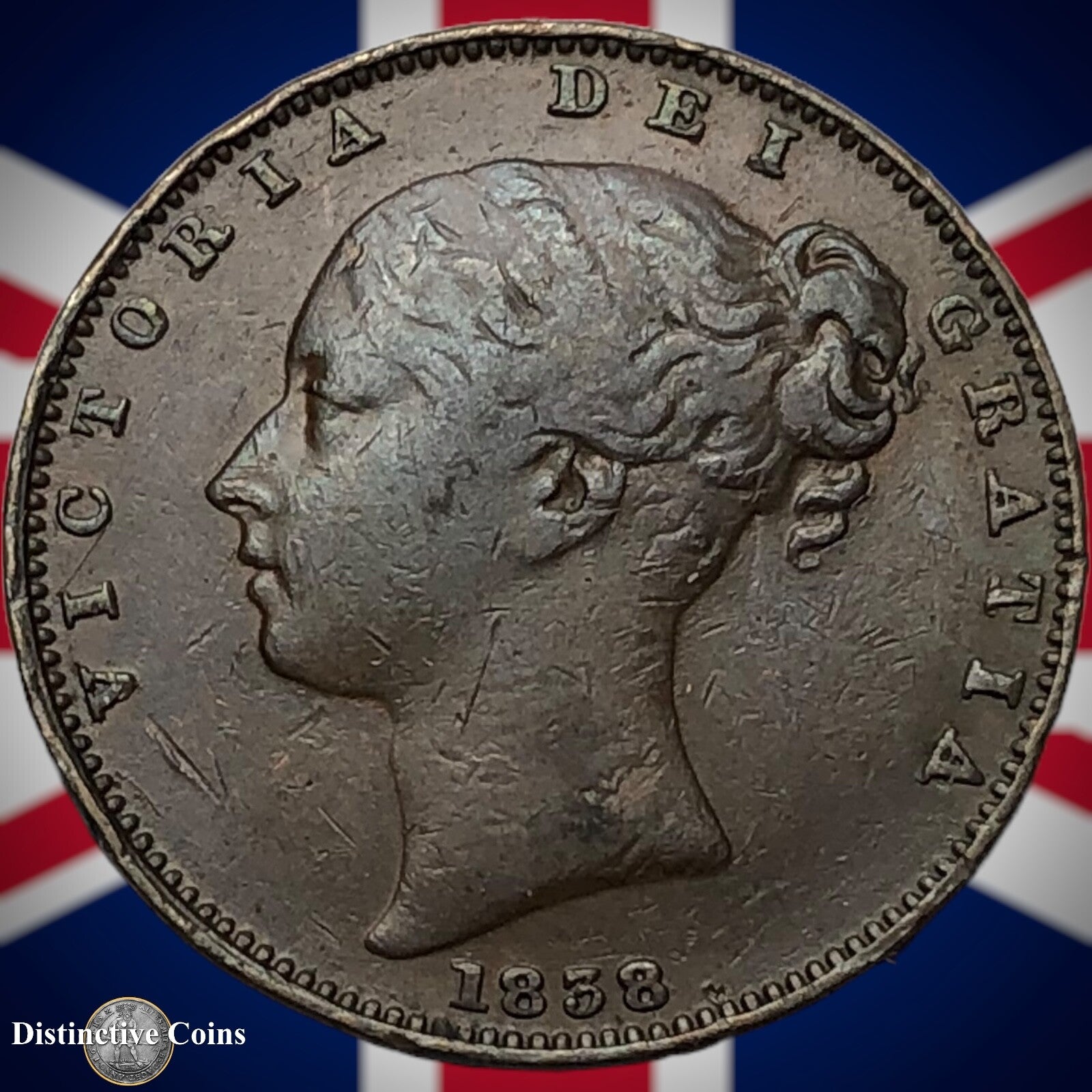 Great Britain 1838 Farthing 1/4d GB3395