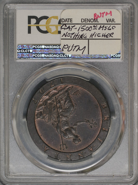 Great Britain 1797 Penny S-3777 PCGS MS63 BN 10 LEAVES