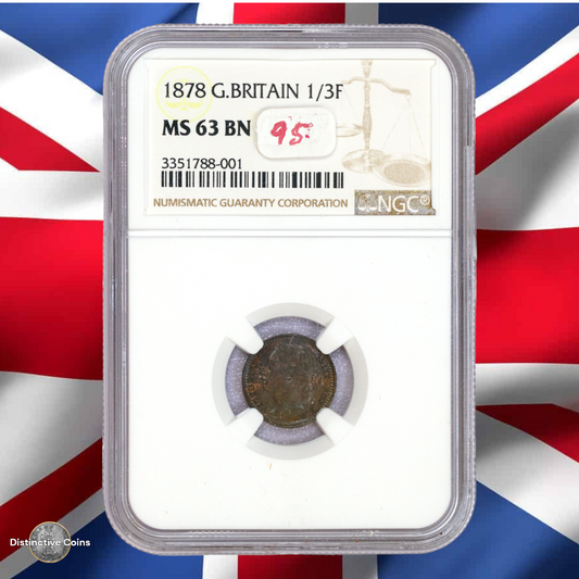 Great Britain 1878 1/3 Farthing NGC MS63BN - GBS005