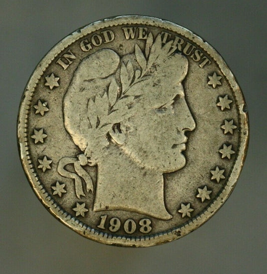 1908 D Barber Half Dollar Rim Issues United States U099