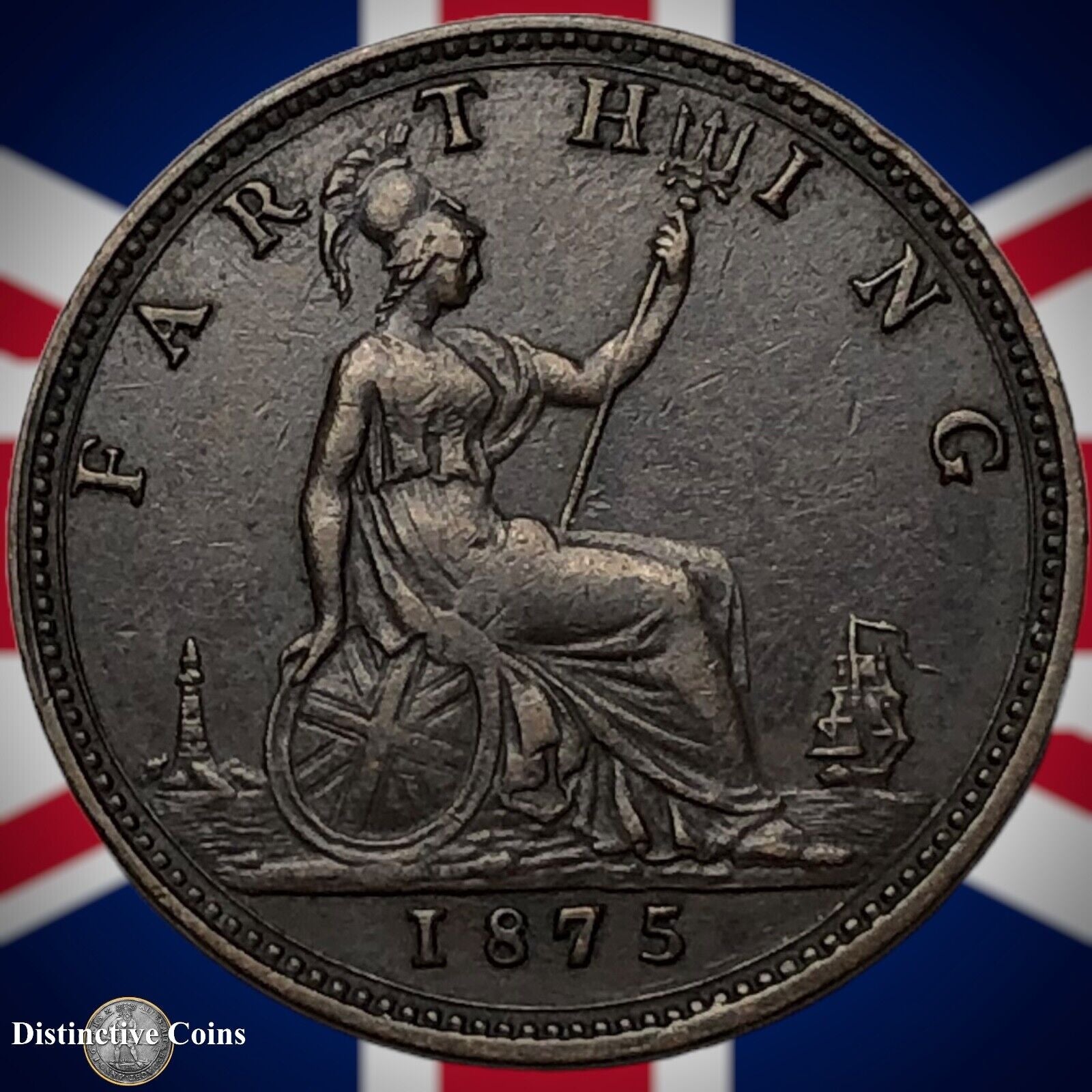 Great Britain 1875 Farthing 1/4d Small Date Variety GB3733