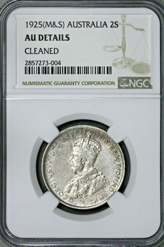 Australia 1925 (M&S) 2 Shillings (Florin) NGC AU Details Cleaned  S593
