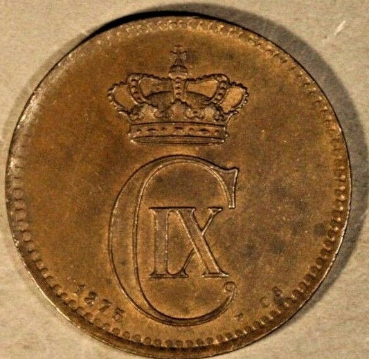 1875 Denmark 5 Ore Nice High Grade Coin