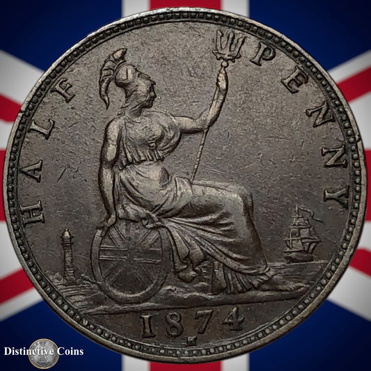 Great Britain 1874 H Half Penny 1/2d GB5509