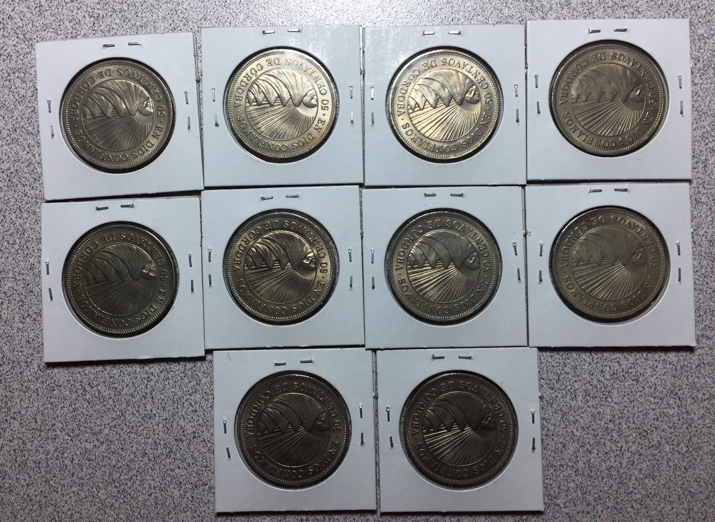 Lot of (10) 1965 NICARAGUA 50 Centavos   #A101