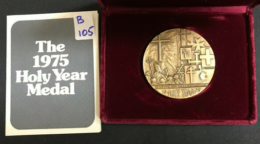 The 1975 Holy Year Bronze Medal Medal with Box Pope Pius XII  B105