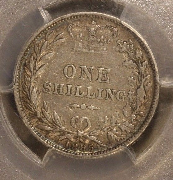 1885 Great Britain Shilling PCGS Genuine Bent XF Detailed