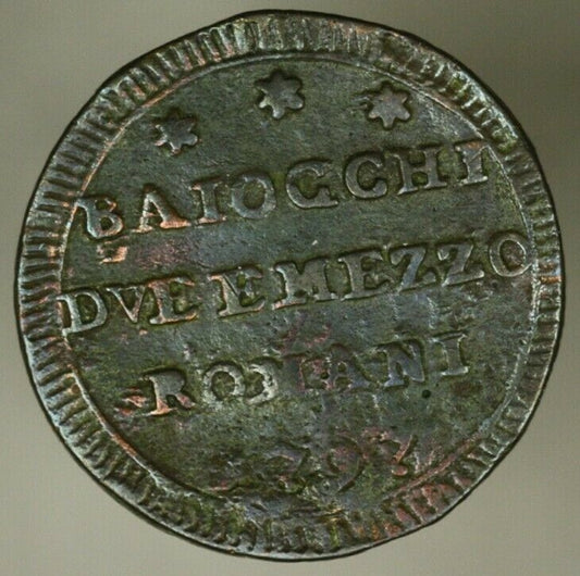 Papal States 2 1/2 Baiocci 1797  VF+   A2317