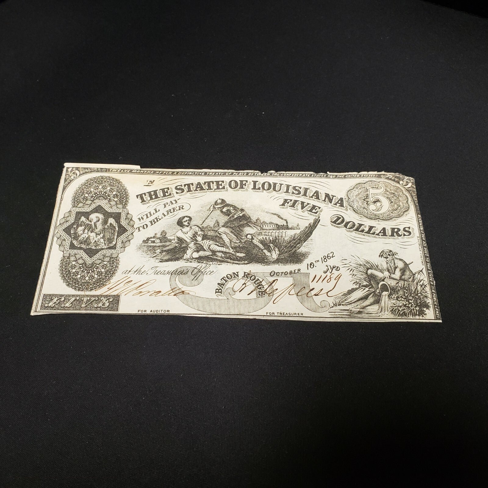 Baton Rouge Louisiana 1862 $5 Lazy 5