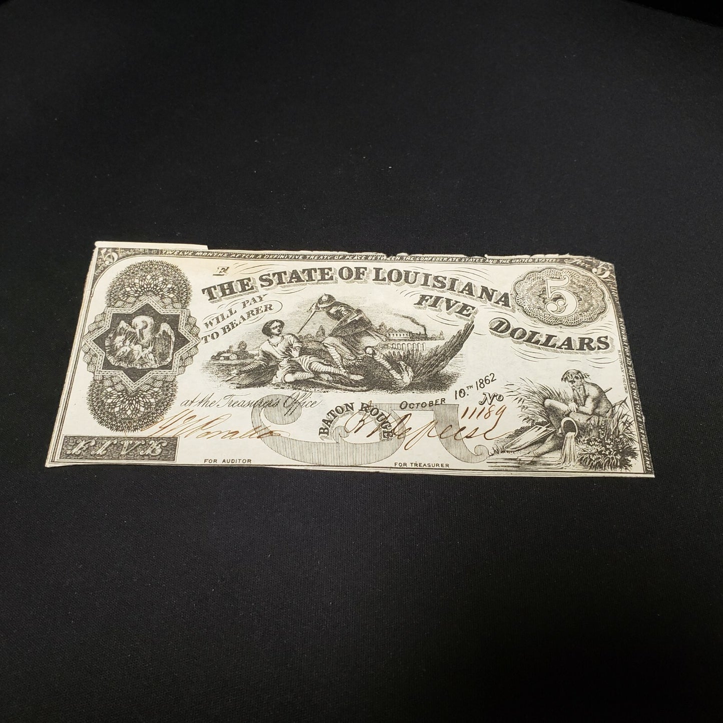 Baton Rouge Louisiana 1862 $5 Lazy 5