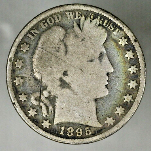 US 1895 P Barber Half Dollar Light Staple Scratch  A2946