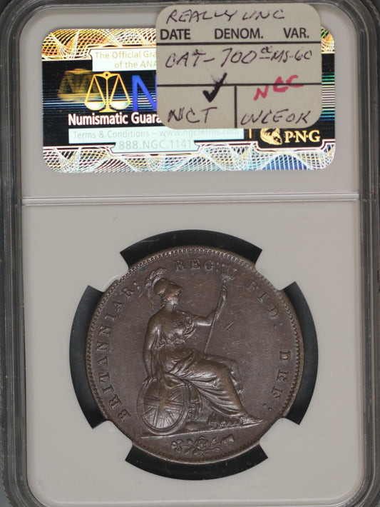 Great Britain 1859 Penny K-739 NGC AU58 BN
