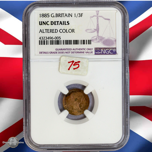 Great Britain 1885 1/3 Farthing NGC Unc details - GBS009