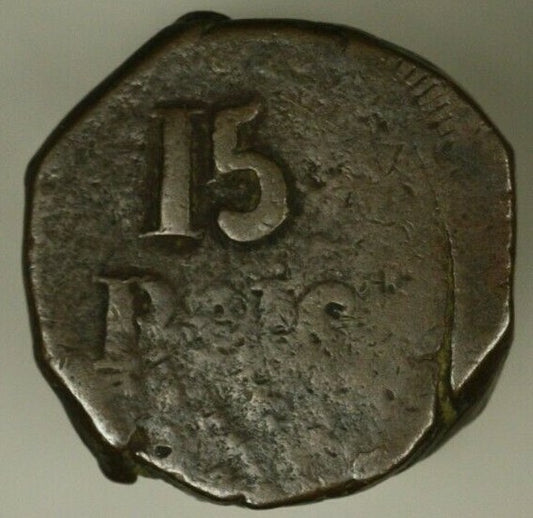 Portuguese India GOA  15 Reis no date -1801   crude Fine  A2191