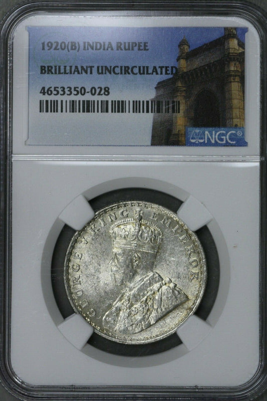 India 1920 B Rupee NGC Brilliant Uncirculated  S580