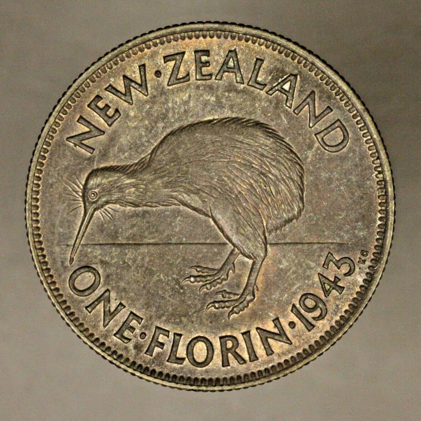 New Zealand 1943 Florin Toned AU+