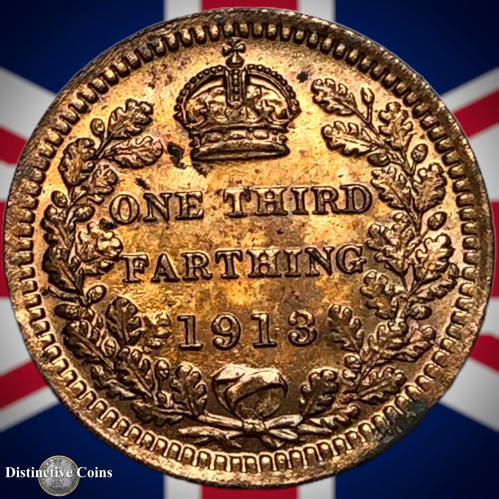 Great Britain 1913 Third Farthing 1/3 Penny GB3044