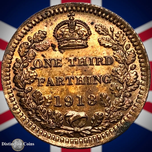 Great Britain 1913 Third Farthing 1/3 Penny GB3044