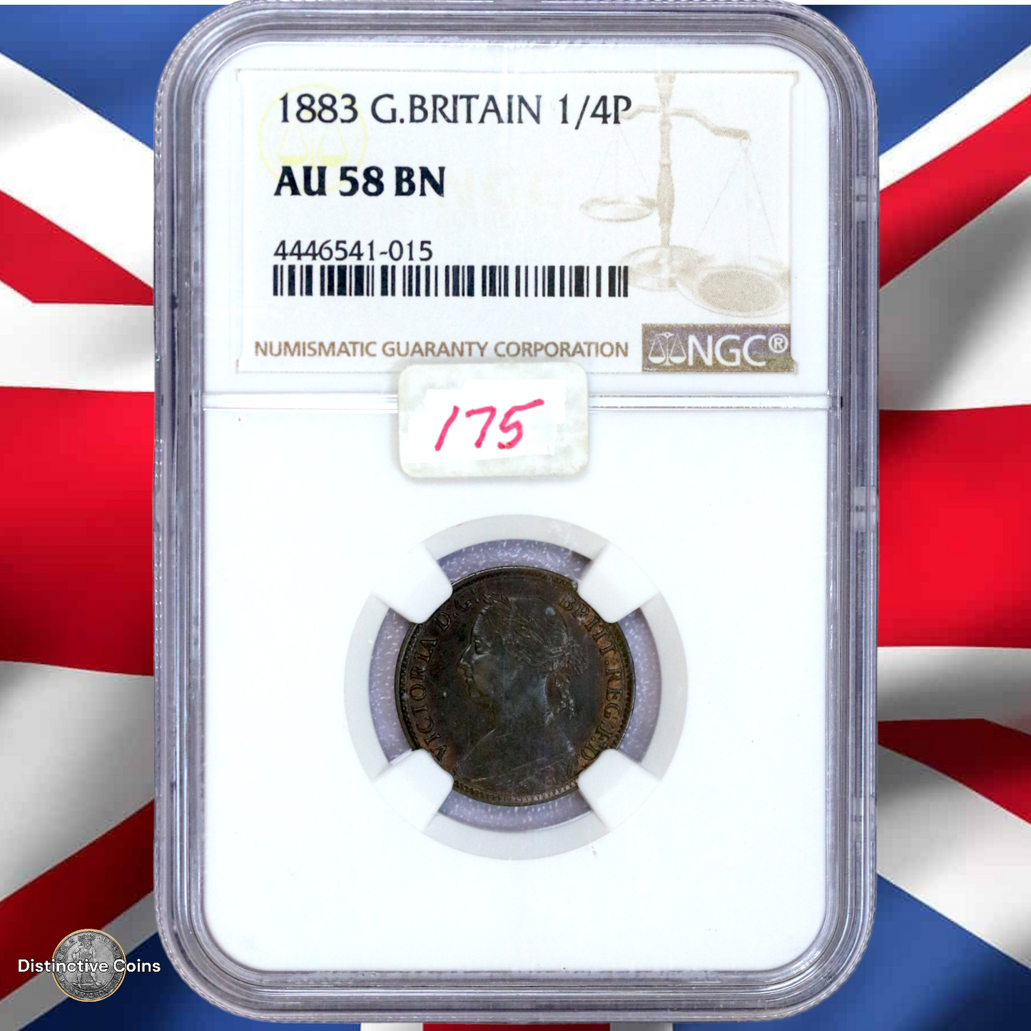 Great Britain 1883 Farthing NGC AU58BN - GBS052