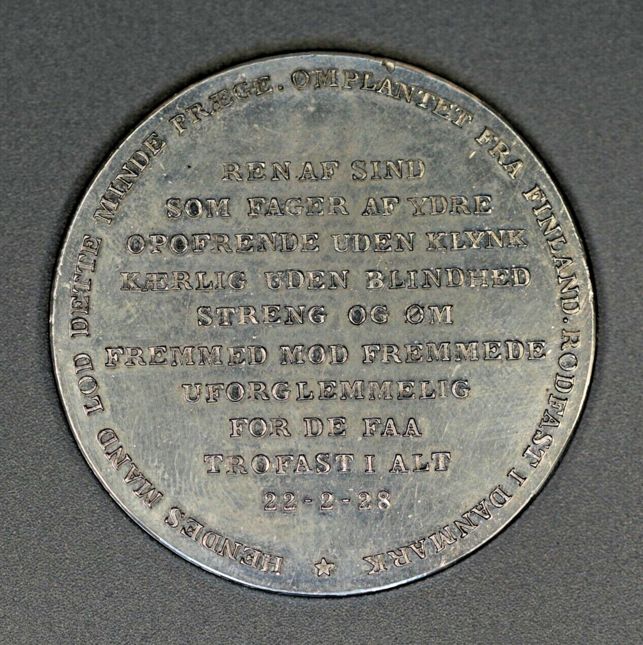 1928 Denmark Medal of Anna Berendsen.  Gift by Charles Ernest Riddiford. B471