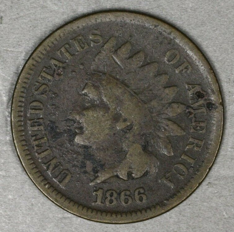 US 1866 Indian Penny Porous Rim Bumps  A2994