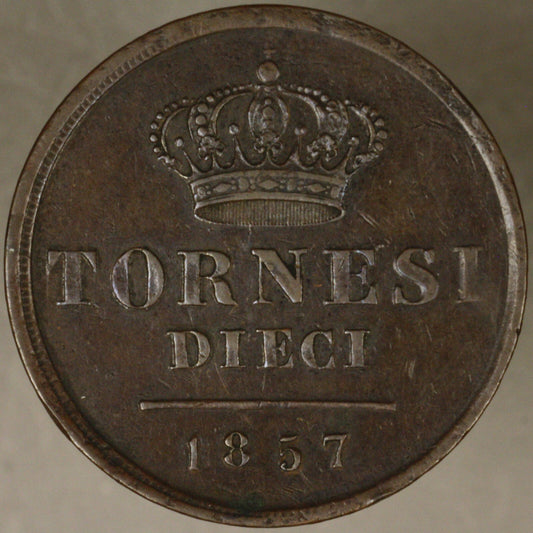Italy - Naples 1857 10 Tornes XF copper
