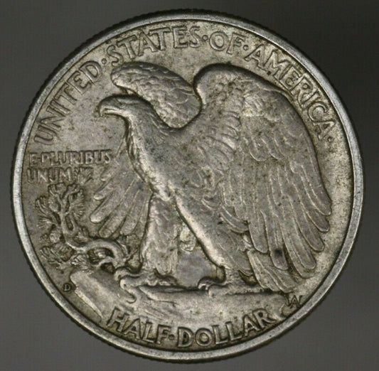 US 1938 D Walking Liberty Half Dollar Better Date  A2836