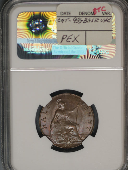 Great Britain 1906 1/2 Penny K-793.2 NGC MS64 BN