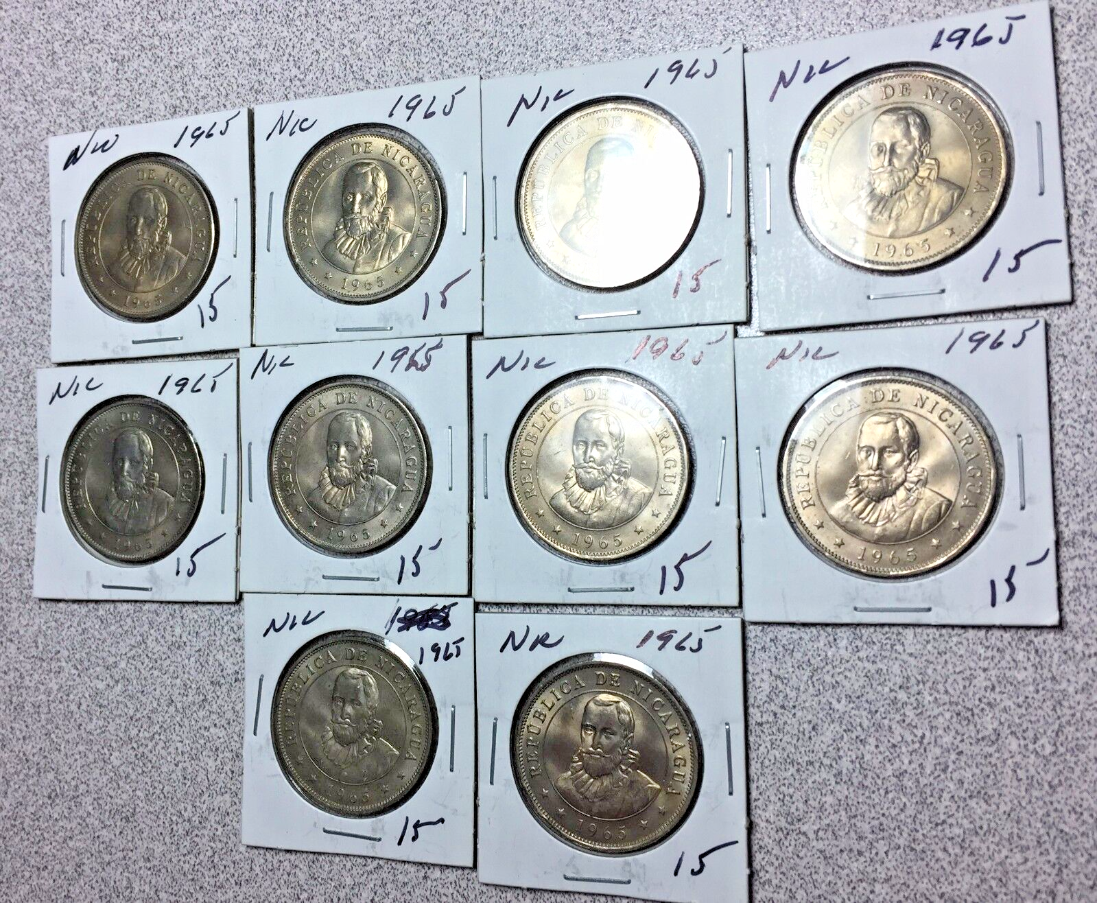 Lot of (10) 1965 NICARAGUA 50 Centavos   #A101