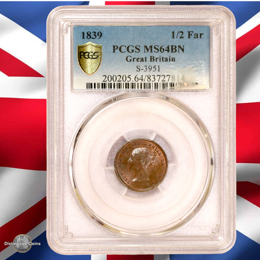 Great Britain 1839 1/2 Farthing PCGS MS64BN - GBS015