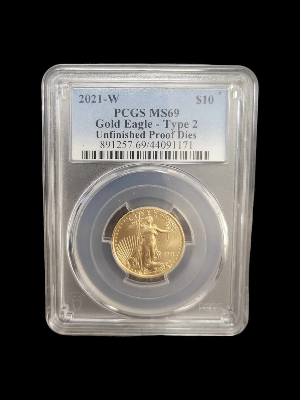 2021-W $10 Gold American Eagle Type 2 Unfinished Proof Dies PCGS MS69 USG1