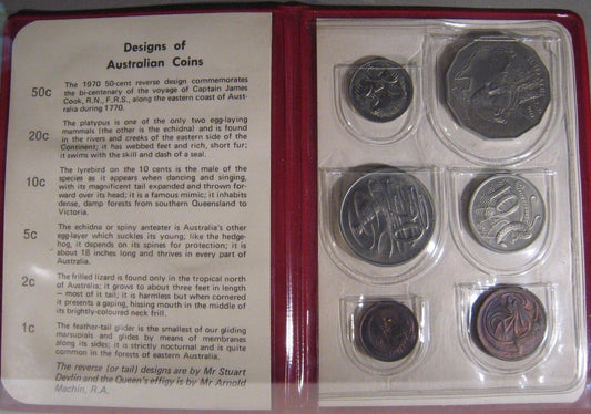 1970 Australia 6 Pc. Coinage Design Set in Wallet
